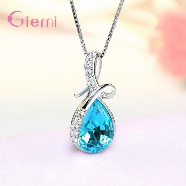 

chains 925 sterling silver jewelry water drop necklace pendant cz engagement wedding for party accessories