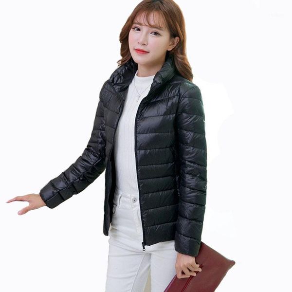

female warm jackets plus size 5xl 6xl 2018 spring autumn fashion womens duck down coat long sleeve stand neck ladies slim jacket1, Black;brown