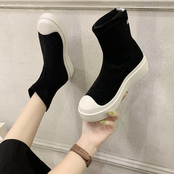 

2021 new autumn camuroza women shoes anti-slip-resistant ladies wear set foot short fashion western boots c87k, Black