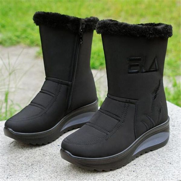 

2020 winter new women's boots plus size warm cotton shoes snow boots women plus velvet fashion casual women motorcycle, Black