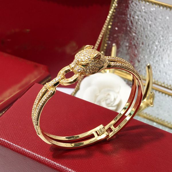 

2023panthere bangle diamonds 18 k gold official replica jewelry luxury brand aaaaa classic style bracelet highest counter quality exquisite, Black