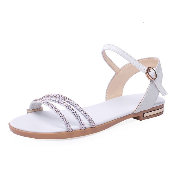 

large 2021 new 46 sandals genuine crystal women's phalt shoes ls09, Black