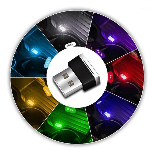 

2pcs/set mini usb led decorative lights plug play decor lamp atmosphere light suitable for any cars five color options1