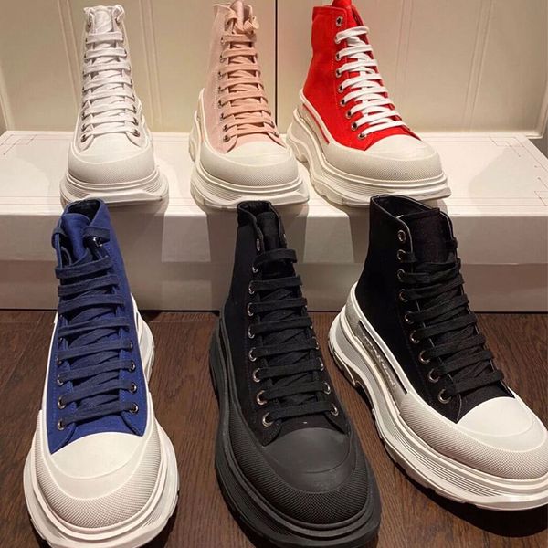 

designer original alexanders canvas women high platform chunky trainers footwear sneaker vulcanize shoes tenis zapatos mujer, Black