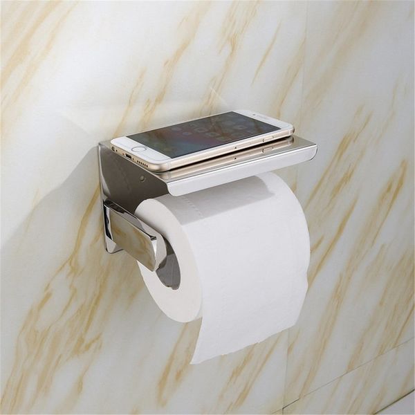 

bathroom phone shelf stainless steel toilet paper holder wall mount mobile phones towel rack accessories