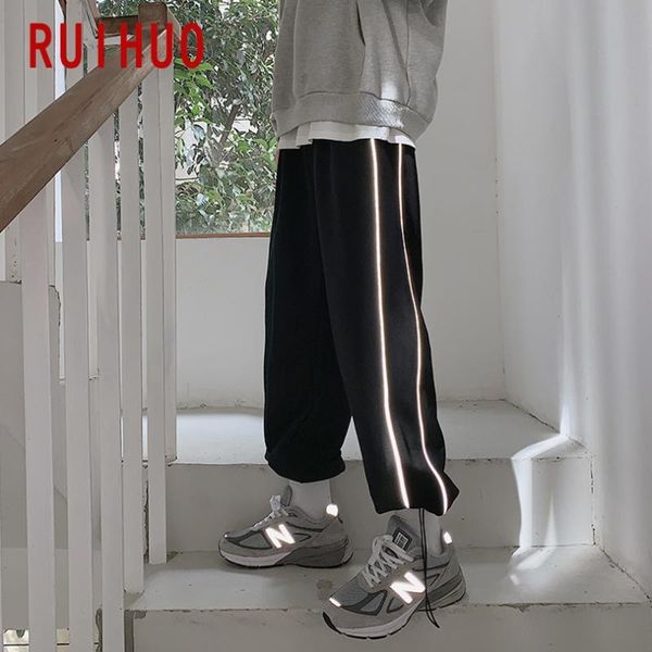 

ruihuo мужские светоотражающие штаны хип-хоп брюки мужские брюки мужская одежда jogger harajuku sweatpants 2020 новый m-2xl, Black