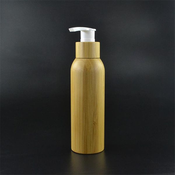 

storage bottles & jars 120ml 150ml pet bamboo cosmetic lotion pump refillable bottle empty body cream with press cover