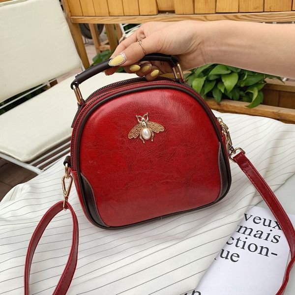 

wbr6f 2019 new round color contrast korean women's postman one shoulder small bag little messenger shoulder handbag small bee wbcxo