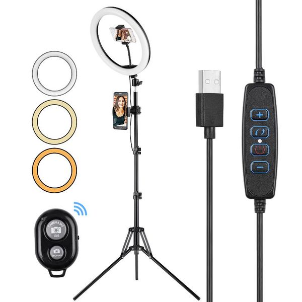 

flash heads andoer 12 inch led ring light ringlight+remote shutter tripod usb powered for live streaming studio shooting make-up pography