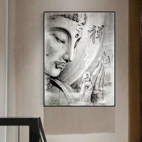 

abstract black and white zen buddha oil painting on canvas religion posters and print cuadros wall art pictures for living room home decor