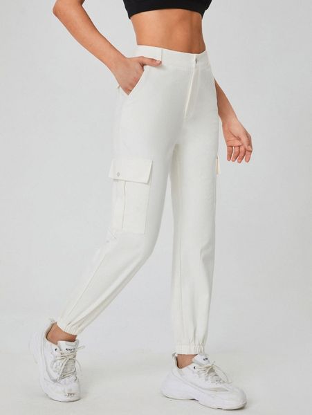 

solid pocket side pants v2nh#, Black;white