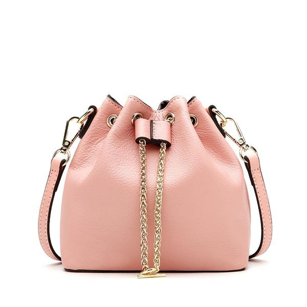 

2020 new genuine leather bucket bag calf leather women shoulder bags soft lovely female crossbody bag