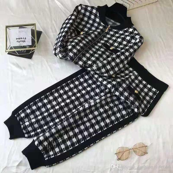 

2020 new luxury clothes women's sportswear autumn sweatshirt pants suit designer sportswear fashion zipper knitted cardigan sportswear, Gray