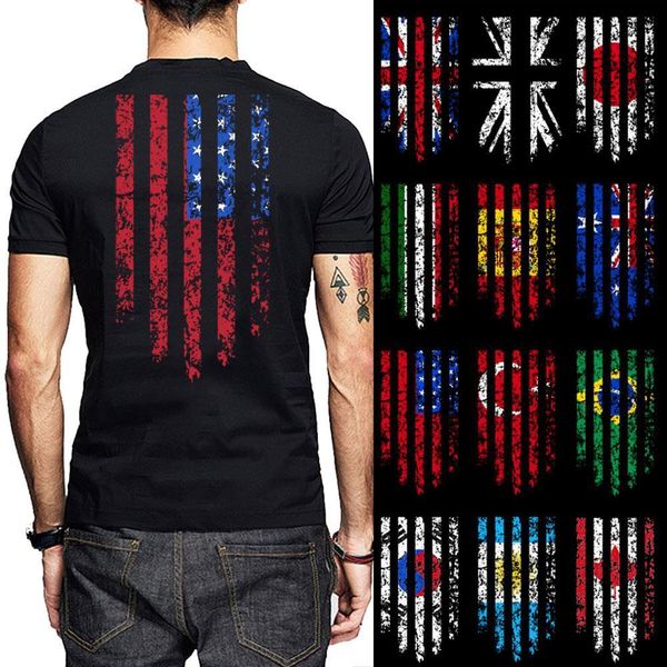 

flag (any country) print men tshirt argentina korea canada brazil turkey usa australia spain italy japan uk cotton o neck shirts, White;black