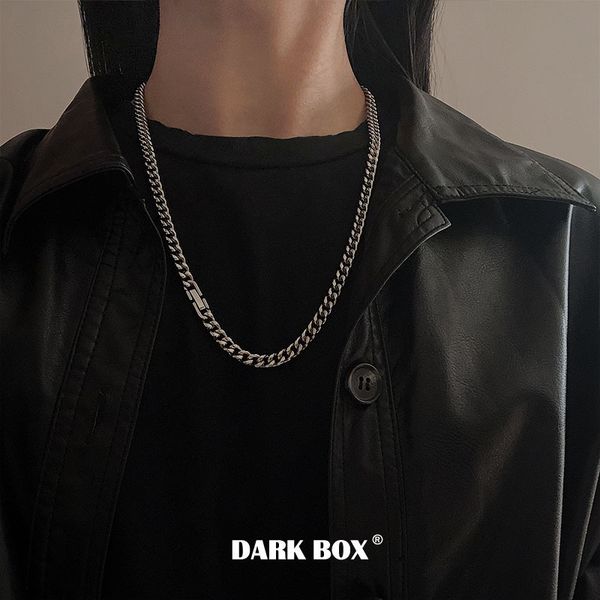 

star box steel neutral texture men and women couple necklace street hip hop fashion cool chain, Silver
