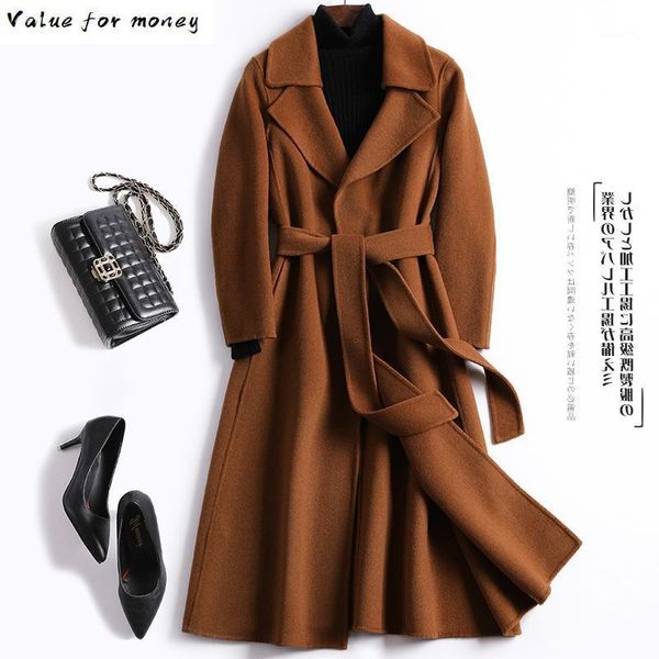 

autumn spring long wool coat women clothes 2020 korean vintage woolen jacket womens coats and jackets abrigo mujer 1888 zt25411, Black