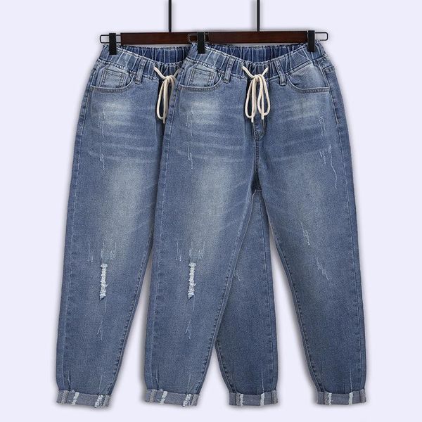 

lguc.h large size women jeans 2020 baggy plus size jeans woman oversized casual denim pants women vaqueros mujer 7xl 8xl 6xl 5xl, Blue