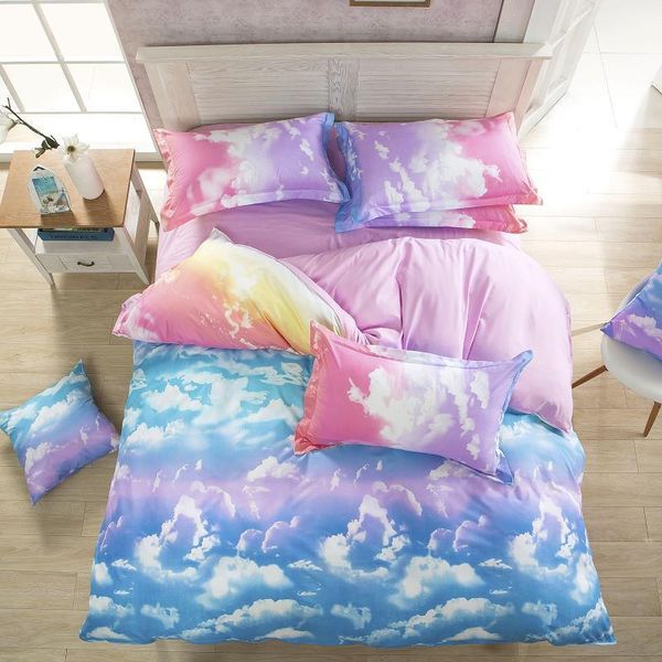 

bedding sets 49 colored gradient cloud pattern boy girls bed linen duvet cover sheet pillowcases set 3/4pcs