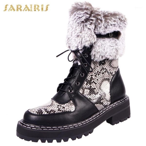 

boots lapolaka arrivals snake print fashion woman shoes platform chunky heels add fur office ladies1, Black