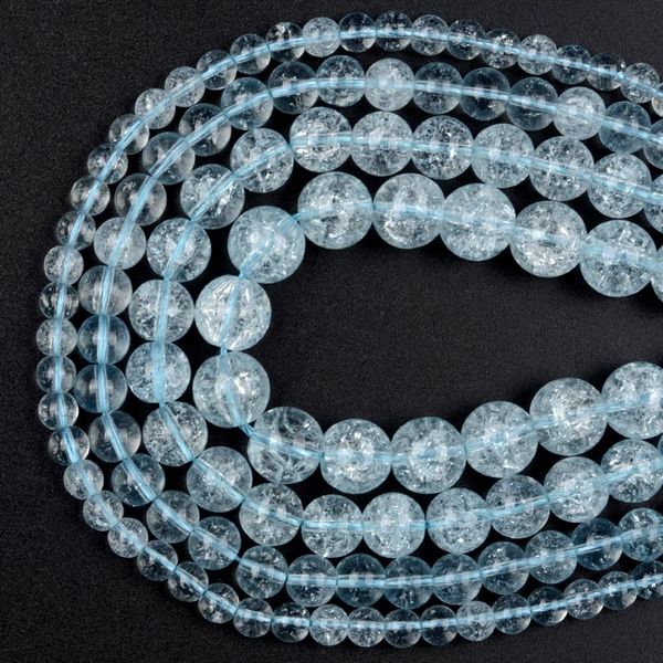 

natural lake blue explosion plated stone beads round loose spacer beads for jewelry making diy bracelet handmade 4/6/8/10mm
