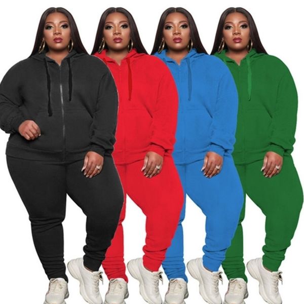 

3xl 2021 spring women's tracksuit long sleeve hoodies zipper sweatershirt+legging pants two-piece suit clothing outfits sportwear g11, White