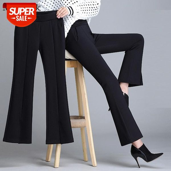 

autumn sweatpants women thicken warm women trousers straight plus size high waist pants flare pants pantalon femme 11531 #mv5s, Black;white