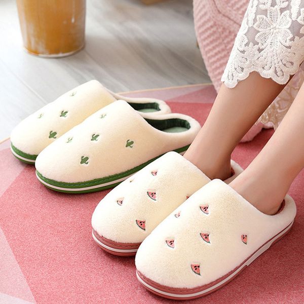 

soft warm home slippers women winter non-slip cotton lovers indoor house shoes ladies cute fruit furry female slippers vt1519 x1020, Black
