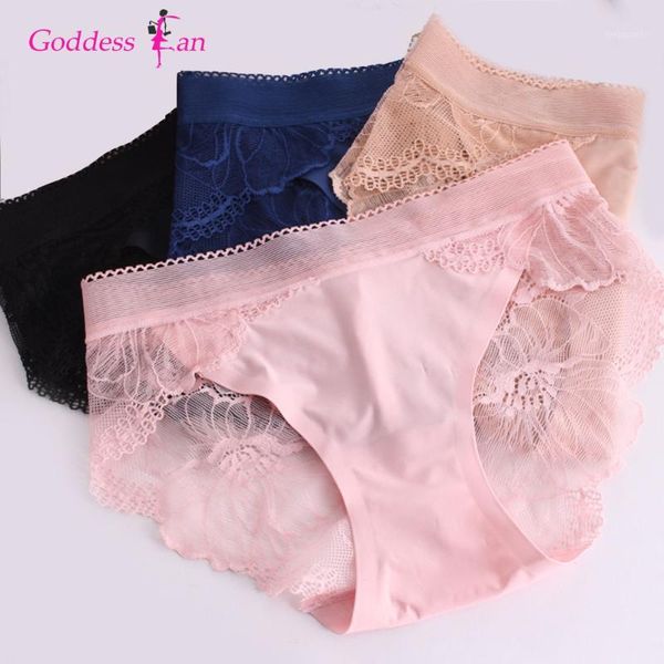

goddess fan seamless ice silk women underwear ladies plus size dark blue/pink/black/yellolace breathable cotton briefs1, Black;pink