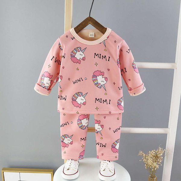 

and underwear autumn winter set new thermal baby plush long sve pajamas two piece children's home wearup5g yik7, Blue;red