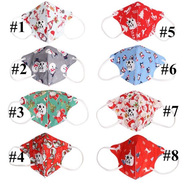 

christmas kids face masks cartoon snowman penguin santa claus xmas breathable dustproof children protective mask party masks cover e110204