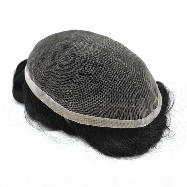 

men full lace toupee brazilian human remy hair wig for males comfortable as like own hair(full lace, Black