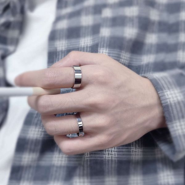 

net red light face fashion korean style hip hop female student accsori indifference men's ring sterling sier, Silver