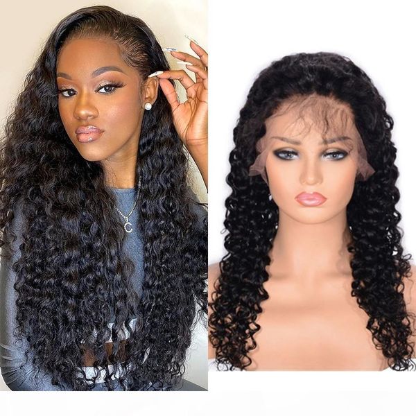 

malaysian deep curly lace wig pre plucked 360 lace frontal wigs for women human hair wig, Black;brown