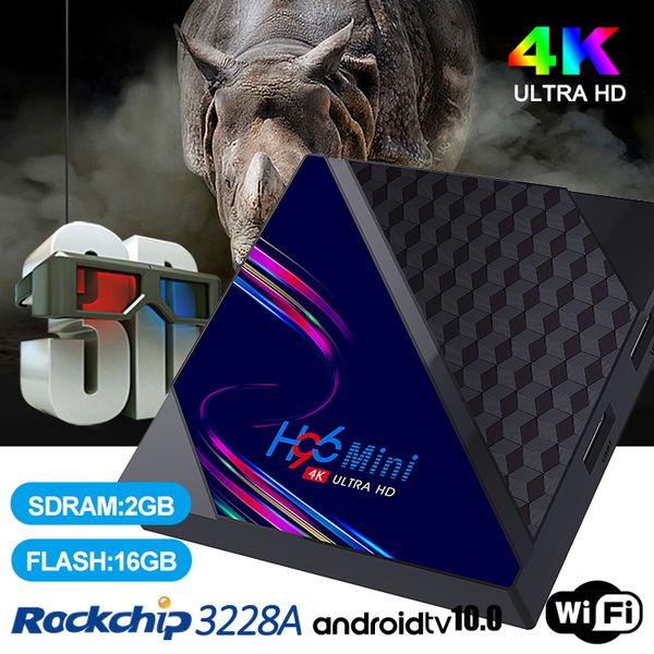 H96 Mini V8 RK3228A Android 10.0 TV Box 2GB+16GB con set top box 2.4G Wifi HD 4K PK T95 X96Q