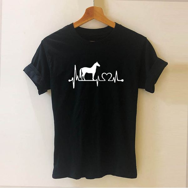 

horse heartbeat line printed animal t shirt funny teeshirt women casual short sleeve tees dropshipping sport hooded sweatshirt hoodie