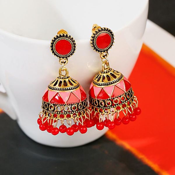 

стиль синий геометрический кисточка jhumka серьги цыганские золотые серьги женщины дамы круглый белл оорбеллен, Silver