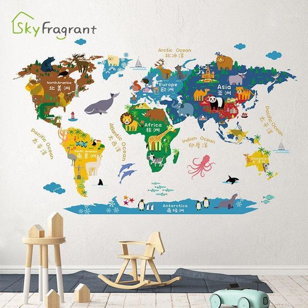 

cartoon animal wall sticker creative kids room stickers bedroom study wall decor self-adhesive painting home decor1