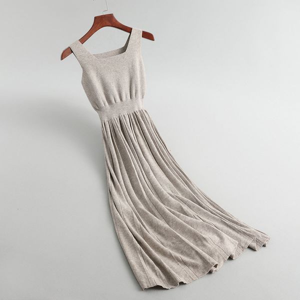 

2021 new knitted sleeveless winter basic high waist women long pullovers sweater maxi tricot pull femme tfum, White