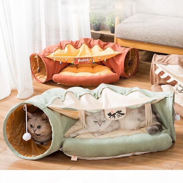 

foldable tunnel toy channel nest playable sleepable autumn winter cat bed to keep warm and comfortable