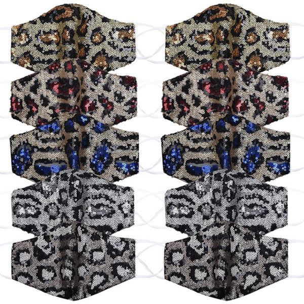 

fashion bling bling leopard sequins face mask dustproof mouth masks designer washable reusable women and men face mask