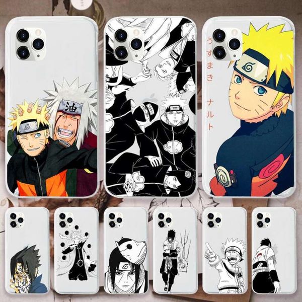 

funny naruto cute sasuke transparent mobile phone box def 11 12 mini pro xs max 8 7 6 6s plus x 5s se 2020 xr