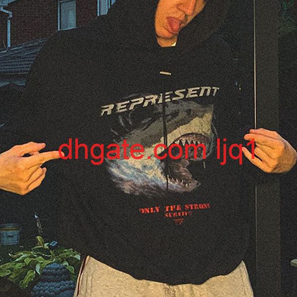 

represent vintage hoodie washed black oversize hoody mens hooded sweatshirt jumpers casual pullovers men women hip hop streetwear mg200283