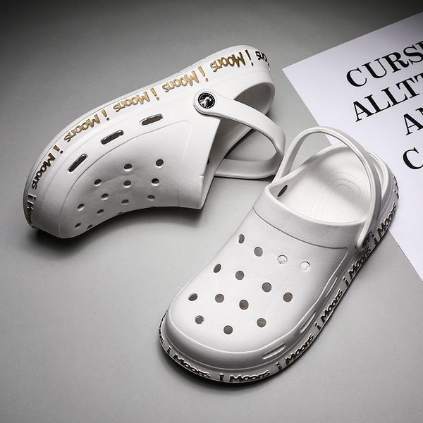 

new men sandals summer flip flops slippers men beach casual shoes crocse man sandals water shoes garden sandalia masculina y200702, Black