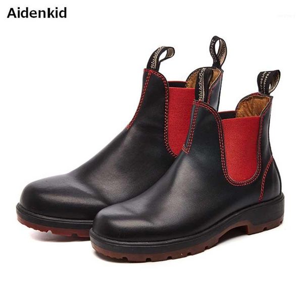 

aidenkid motocycle booties - scrub cowhide couple men's casual high-boots low-heeled trend wild british boots1, Black