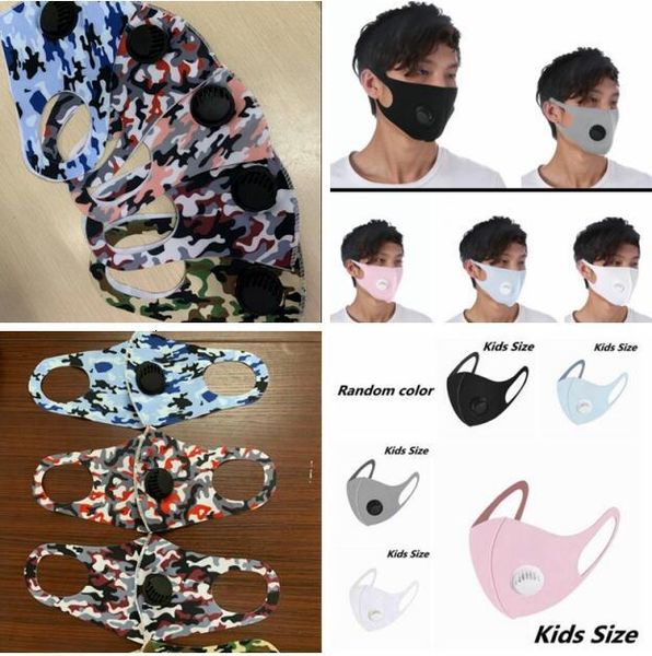 

anti-dust ice mask silk kids breathing valve adjustable face masks solid camouflage mask washable reusable valve m