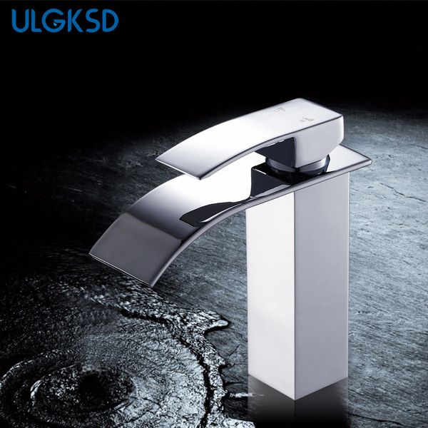 Ulgksd Chrome Braço Banheiro Bacia Faucet Cachoeira Vaidade Torneira Banheiro Dissipador Faucet Basin Mixer Taps T200710