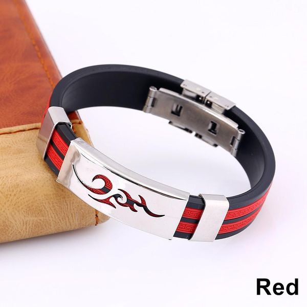

flame pattern steel decor silicone bracelet men jewelry basketball wristband@88, Golden;silver