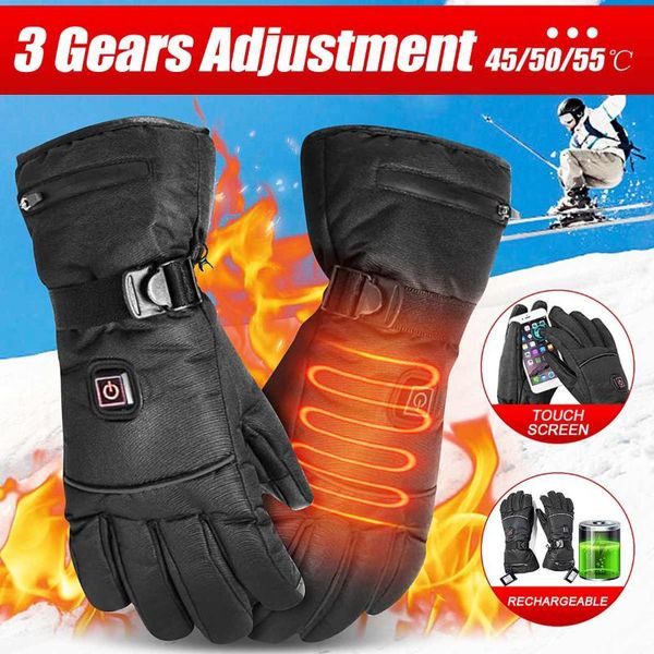

ski gloves 1pair rechargeable electric heated thermal touchscreen winter cycling warm outdoor & climbing