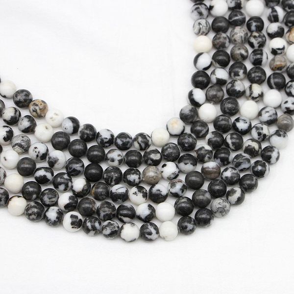 

1strand lot natural stone black white zebra jaspers bead round gem loose spacer beads for jewelry making findings diy bracelet h bbyccb