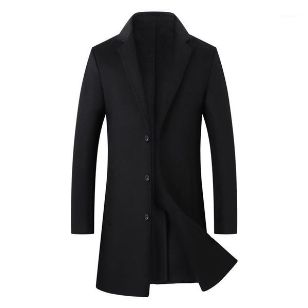 

coat male young man long qiu dong han edition cultivate morality leisure paragraph wool woolen cloth coat thickness1, Black